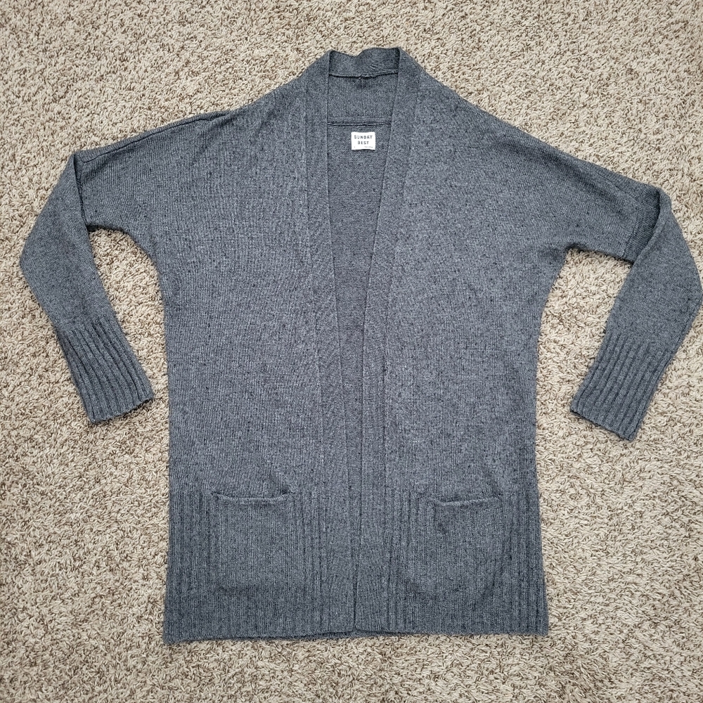 Aritzia Sunday Best Cardigan Sweater Charcoal Gray Merino Wool Size Small
